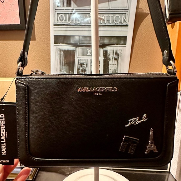 NWT Karl Lagerfeld K/Signature Slim Crossbody bag with Paris charms. - Picture 4 of 17